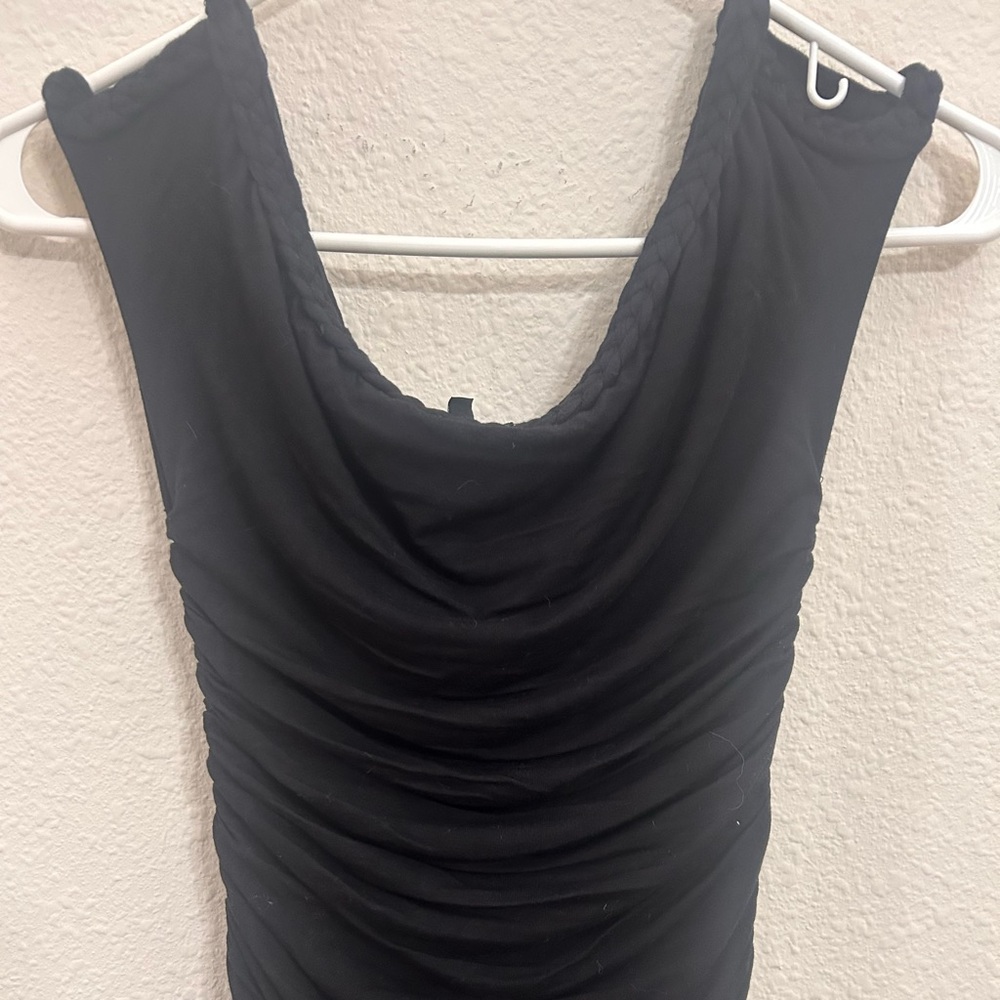 Sky rouched Black Sleeveless Dress